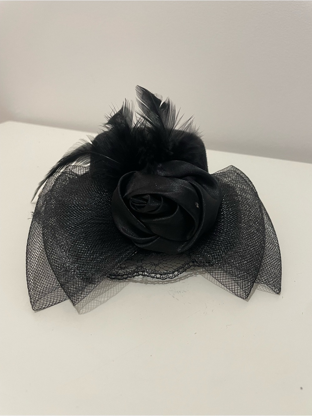 Black Floral Feather Fascinator